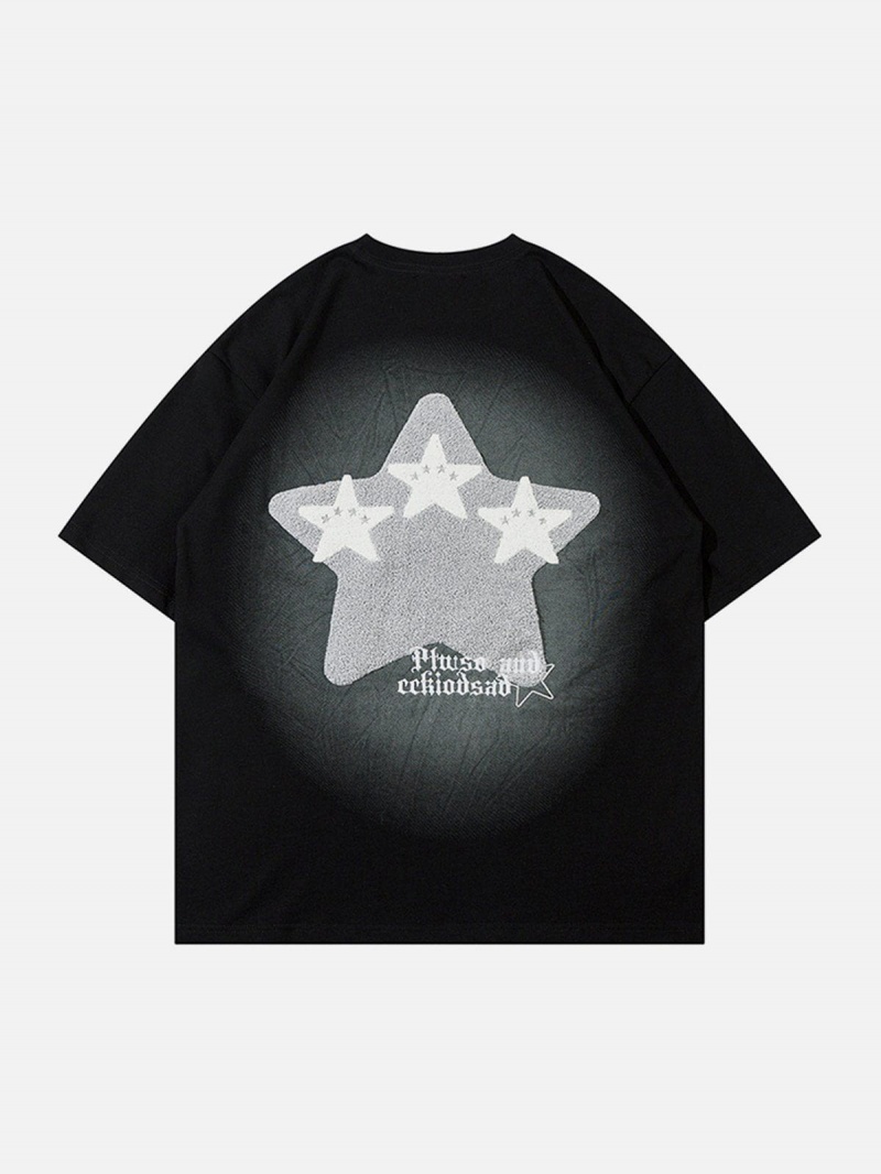 T Shirts Aelfric Eden Towel Embroidery Star Print Tee Blanche | ZSF-41844437